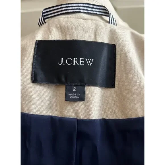 J Crew 2018 Icon Trench Coat Belted Tan Khaki Double Breasted H5852 Size 2